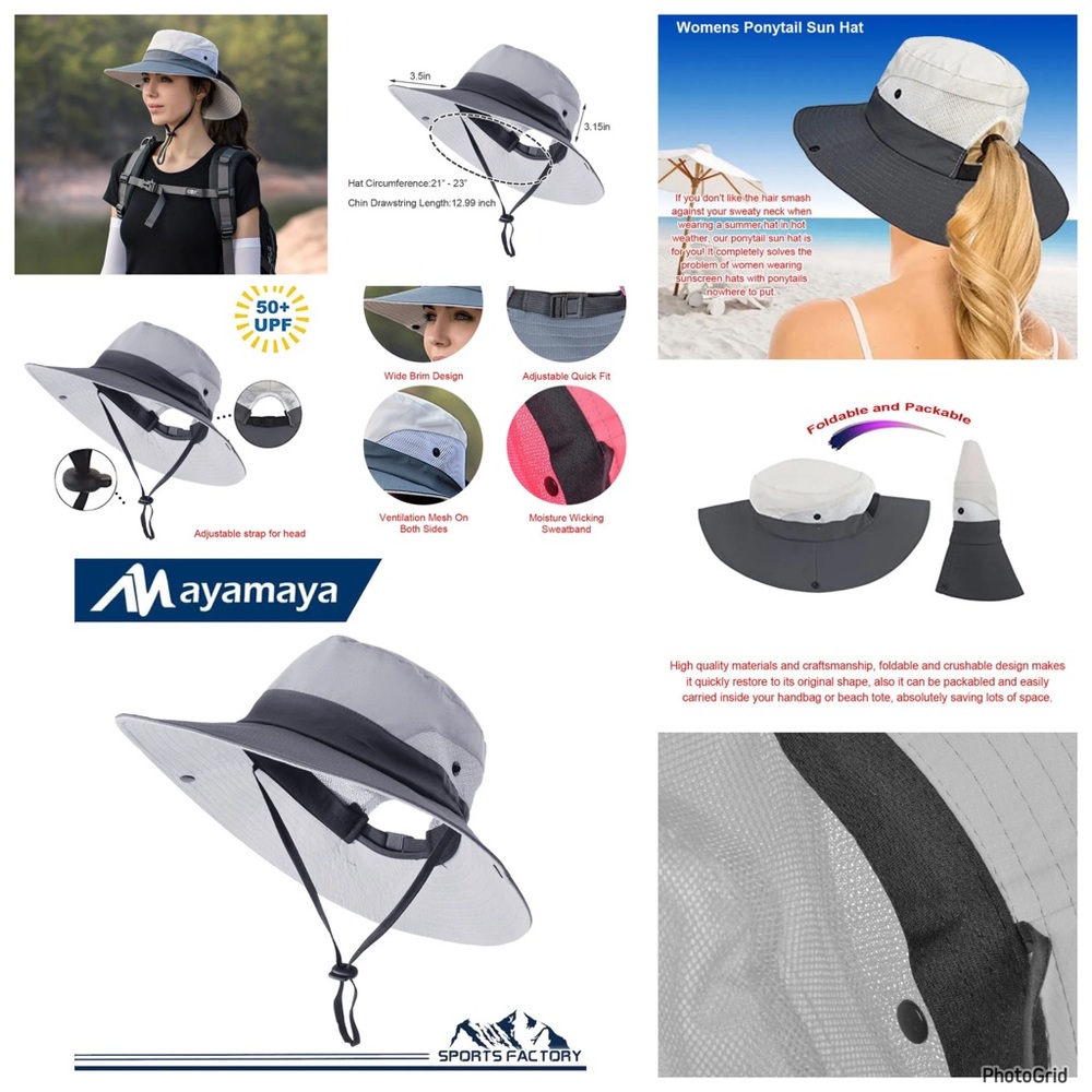 Mayamaya grey sun hat NWT